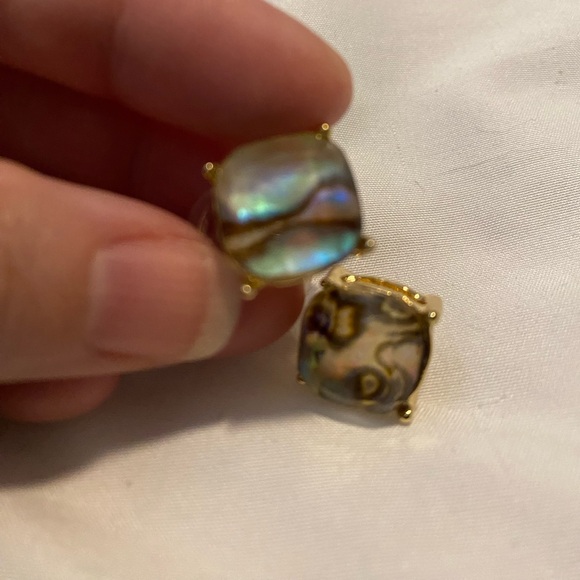 NEW Stone stud earrings set in gold. - Picture 2 of 4